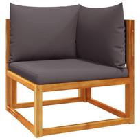 vidaXL Sodo kampinė sofa su pagalvėlėmis, akacijos mediena ir rotangas