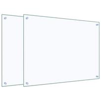 vidaXL Virtuvės sienelės, 2vnt., skaidrios, 80x60cm, grūdintas stiklas
