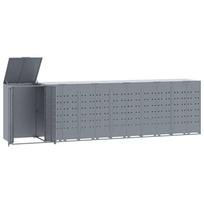 vidaXL Stoginė 6 konteineriams, pilka, 414x79x117cm, plienas