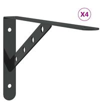 vidaXL Lentynų laikikliai, 4vnt., juodos, 30x2,5x15,5cm, plienas