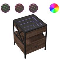 vidaXL Naktinis staliukas su Infinity LED, rudo ąžuolo, 40x40x51cm