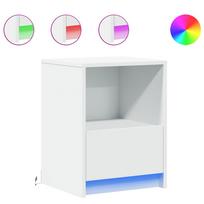 vidaXL Naktinė spintelė su LED lemputėmis, balta, apdirbta mediena