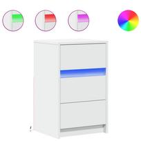 vidaXL Naktinė spintelė su LED lemputėmis, balta, apdirbta mediena