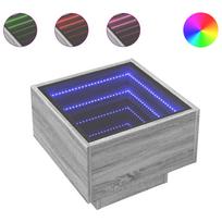 vidaXL Naktinis staliukas su Infinity LED, pilkas ąžuolo, 40x40x30cm