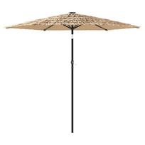 vidaXL Skėtis nuo saulės su LED/plieniniu stulpu, rudas, 268x268x226cm