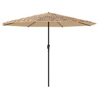 vidaXL Skėtis nuo saulės su LED/plieniniu stulpu, rudas, 324x324x247cm