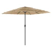 vidaXL Skėtis nuo saulės su LED/plieniniu stulpu, rudas, 248x248x248cm