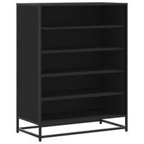 vidaXL Spintelė batams, juoda, 75x38x97,5cm, mediena ir metalas