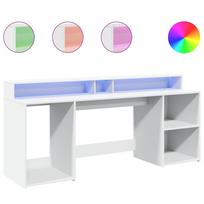 vidaXL Rašomasis stalas su LED apšvietimu, baltas, 200x55x91cm