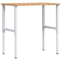 vidaXL Darbastalis, 100x60x(71,5-98)cm, ąžuolo masyvas, stačiakampis