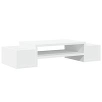 vidaXL Monitoriaus stovas su lentyna, baltas, 70x27x15cm, mediena