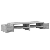 vidaXL Monitoriaus stovas su vieta daiktams, pilkas, 100x27x15cm
