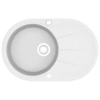 vidaXL Virtuvinė plautuvė, balta, granitas, vieno dubens, oval. form.