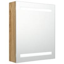 vidaXL Veidrodinė vonios spintelė su LED, ąžuolo, 50x14x60cm