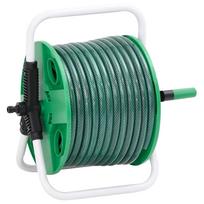 vidaXL Žarnos ritė su tvirtinimo detalėmis, žalia, 0,5", 50m, PVC
