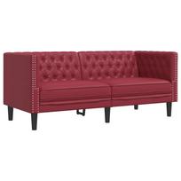 vidaXL Dvivietė chesterfield sofa, raudonojo vyno sp., dirbtinė oda