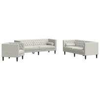 vidaXL Chesterfield sofų komplektas su pagalvėlėmis, 3 dalių, kreminė
