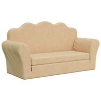 vidaXL Vaikiška dvivietė sofa-lova, kreminės spalvos, minkštas pliušas