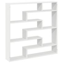 vidaXL Sieninė lentyna, 7 skyrių, baltos, mediena, kubo formos