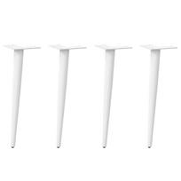 vidaXL Kavos staliuko kojelės, 4 vnt., baltos, 42-43 cm, plienas, kūginės formos