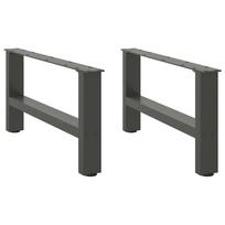 vidaXL Kavos staliuko kojos, antracito spalvos, 2 vnt., 60x(30-31) cm, plienas