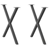 vidaXL Valgomojo stalo kojos, X formos, 2 vnt., antracito spalvos, 70x(72-73) cm, plienas
