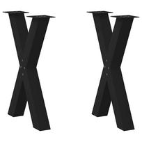 vidaXL Valgomojo stalo kojos, X formos, 2 vnt., juodos, 60x(72-73) cm, plienas