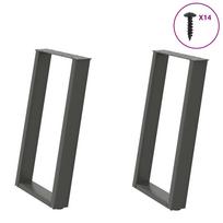 vidaXL Valgomojo stalo kojos, U formos, 2 vnt., antracito spalvos, 50x(72-73) cm, plienas