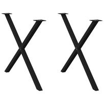 vidaXL Valgomojo stalo kojos, 2 vnt., juodos, 90x(72-73) cm, plienas, X formos