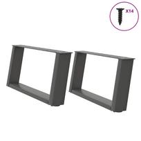 vidaXL Kavos staliuko kojelės, 2 vnt., antracito spalvos, 60x(30-31) cm, plienas