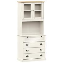 vidaXL Komoda VIGO, balta, 80x40x176cm, pušies medienos masyvas