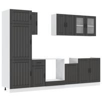 vidaXL Virtuvinių spintelių komplektas, 8 dalių, Kalmar, juoda