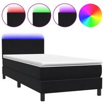vidaXL Lova su spyruokliniu/čiužiniu/LED, juoda, 90x210 cm, aksominė