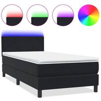 vidaXL Lova su spyruokliniu/čiužiniu/LED, juoda, 80x220 cm, aksominė