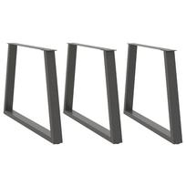 vidaXL Valgomojo stalo kojos, V formos, 3 vnt., antracito spalvos, 100x(72-73,3) cm, plienas