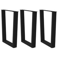 vidaXL Valgomojo stalo kojos, 3 vnt., juodos, 70x(72-73,3) cm, plienas, V formos