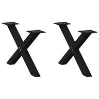 vidaXL Kavos staliuko kojelės, 2 vnt., juodos, 60x(30-31) cm, plienas, X formos