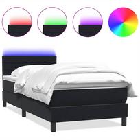 vidaXL Lova su spyruokliniu/čiužiniu/LED, juoda, 80x220 cm, aksominė