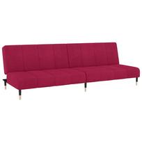 vidaXL Dvivietė sofa-lova, raudonojo vyno spalvos, aksomas