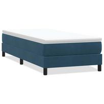 vidaXL Box Spring Lova be čiužinio Tamsiai mėlyna 100x220 cm aksomas