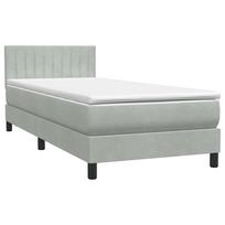 vidaXL Box Spring Lova su čiužiniu Šviesiai pilka 90x210 cm Velvet