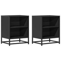 vidaXL Spintelės prie lovos 2 vnt Juodos 40x31x50cm Mediena ir metalas