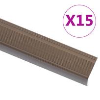 vidaXL Profiliai laiptams, 15vnt., rudi, 90 cm, aliuminis, L formos