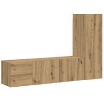 vidaXL 3 dalių sieninis televizoriaus spintelės komplektas Artisan Oak