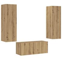 vidaXL 3 dalių sieninis televizoriaus spintelės komplektas Artisan Oak