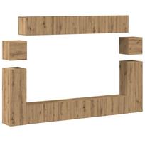 vidaXL 8 dalių sieninis televizoriaus spintelės komplektas Artisan Oak