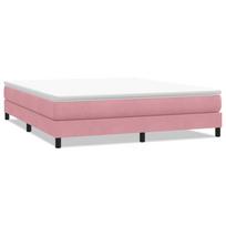 vidaXL Box Spring Lova be čiužinio Rožinė 180x220 cm aksomas
