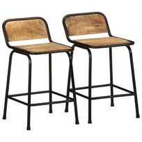 vidaXL Baro taburetės, 2vnt., 46x35,5x70cm, neapdorotos mango medienos