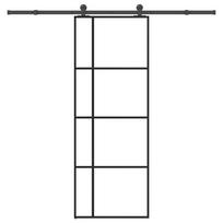 vidaXL Stumdomos durys su įrangos rinkiniu, 76x205cm, ESG ir aliuminis