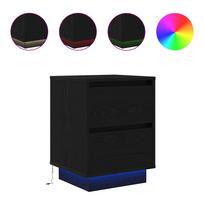 vidaXL Spintelės prie lovos su LED lemputėmis 2 vnt Juodos 38x34x50 cm